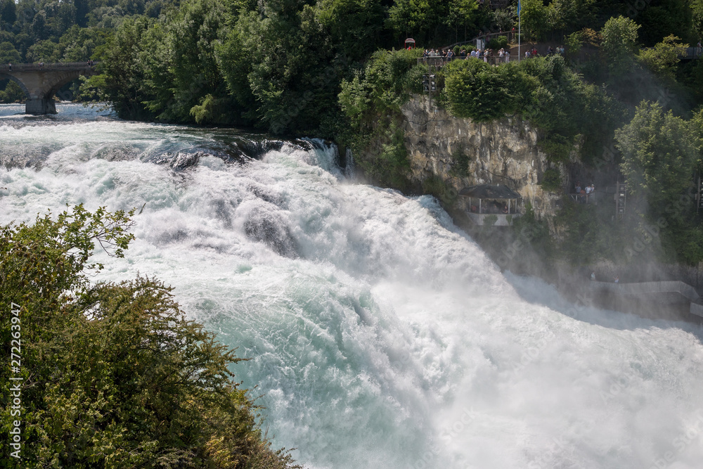 The Rhine Falls is the largest waterfall in Europe in Schaffhausen, Switzerland The Rhine Falls is the largest waterfall in Europe in Schaffhausen, Switzerland