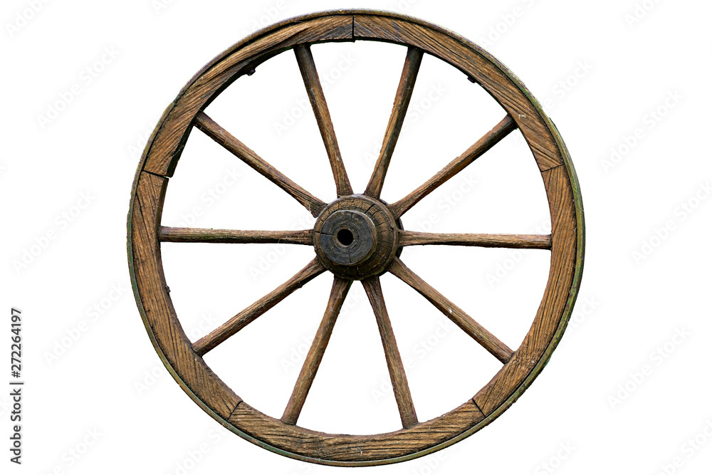 altes antikes Wagenrad aus Holz