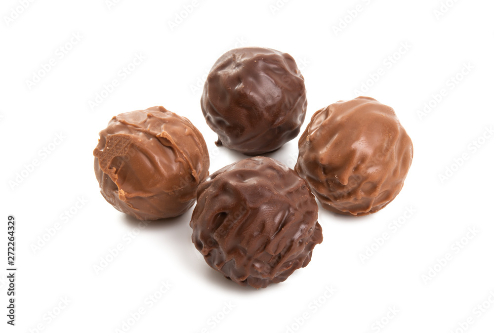 chocolate truffles isolated