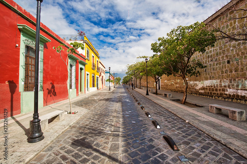 Oaxaca, Scenic old city streets and colorful colonial buildings in historic city center photo