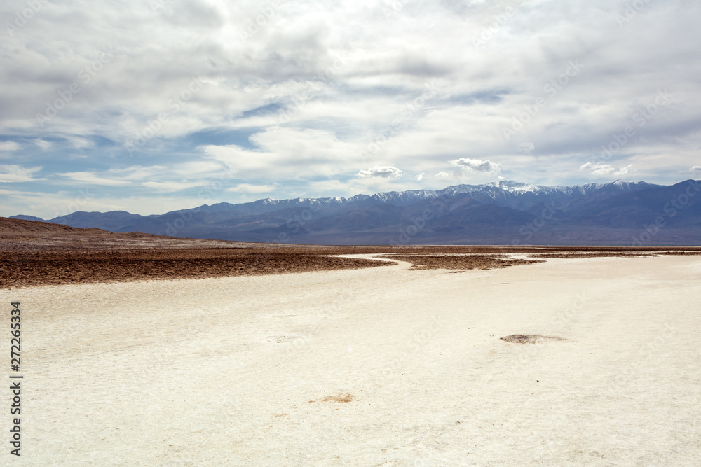 Badwater Basin in Death Valley National Park. Badwater is the lowest point in North America. California, USA
