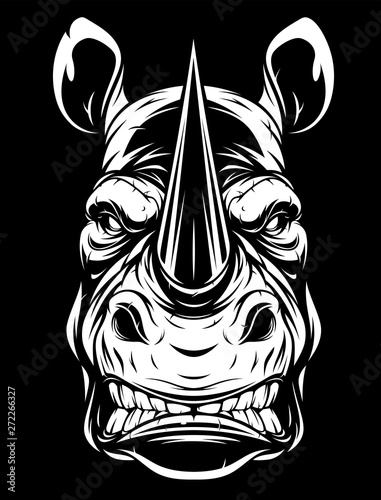 Head of a ferocious rhino