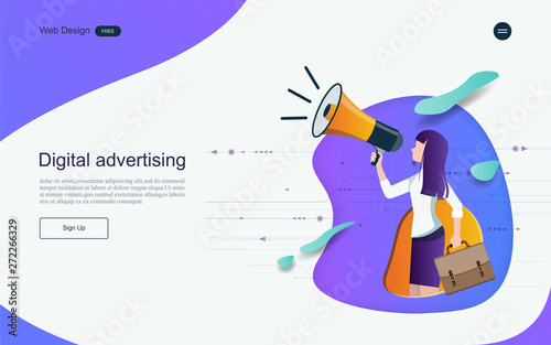 Business concept of marketing for website, landing page template. Content advertising and business promotion on the Internet.Vector