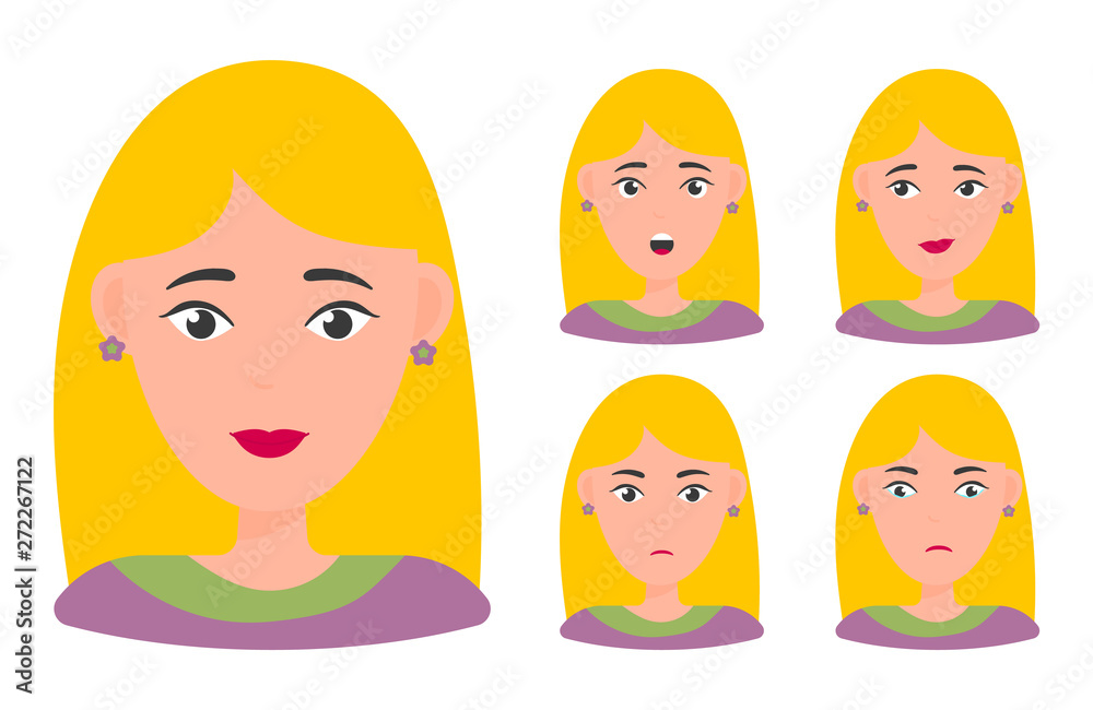Beautiful woman portrait with facial expressions Beautiful woman portrait with facial expressions