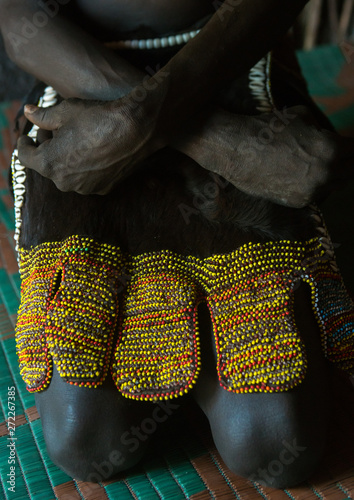 Nyangatom tribe traditional beaded skirt, Omo valley, Kangate, Ethiopia photo