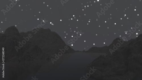 Night time nature landscape and stary sky