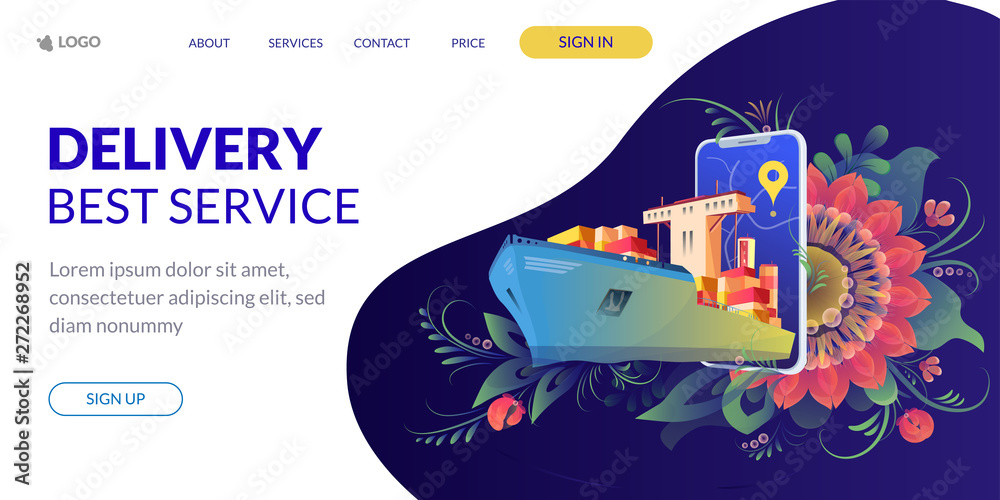 Web page design template for project delivery, transport, ship. Modern vector illustration concepts . Web page design template for project delivery, transport, ship. Modern vector illustration concepts .