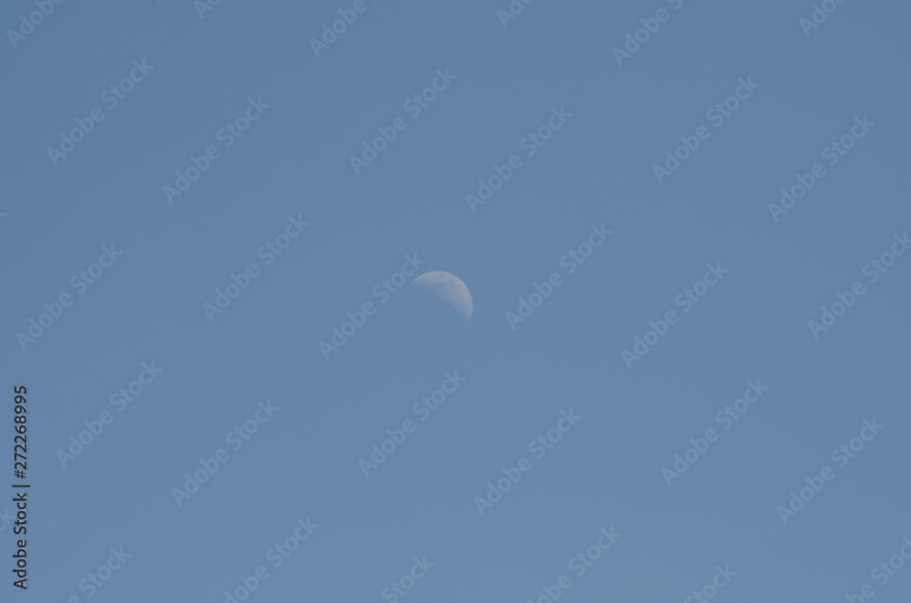 lonely moon on a day blue sky lonely moon on a day blue sky