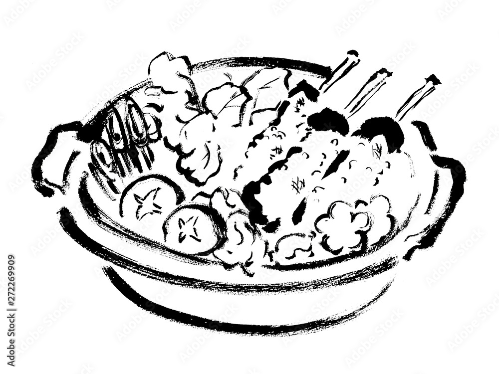 線画 白黒 モノクロ きりたんぽ鍋 切りたんぽ鍋 切蒲英 きりたんぽ 切りたんぽ 鍋 鍋 Stock イラスト Adobe Stock