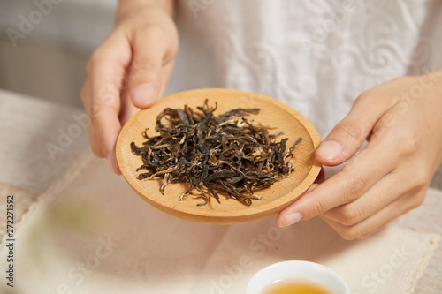 girl drink Chinese tea