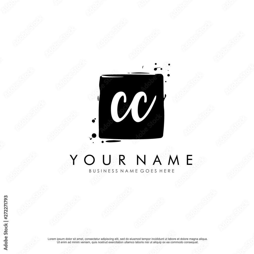 C CC initial square logo template vector