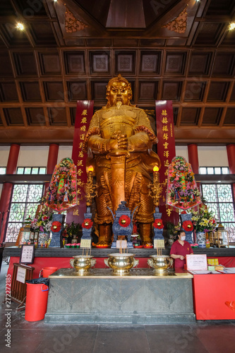 HONG KONG - April 18, 2019 : Che Kung God statue at Che Kung Temple, Che Kung Temple is a landmark temple and a popular tourist attraction. photo
