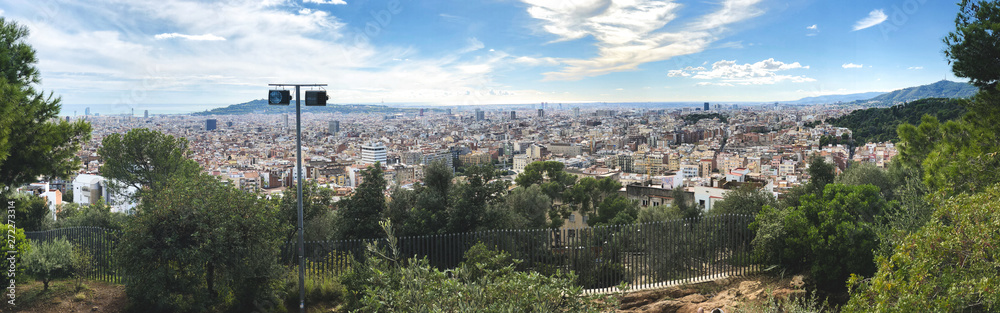 Panorama view of Barcelona from observation deck Panorama view of Barcelona from observation deck