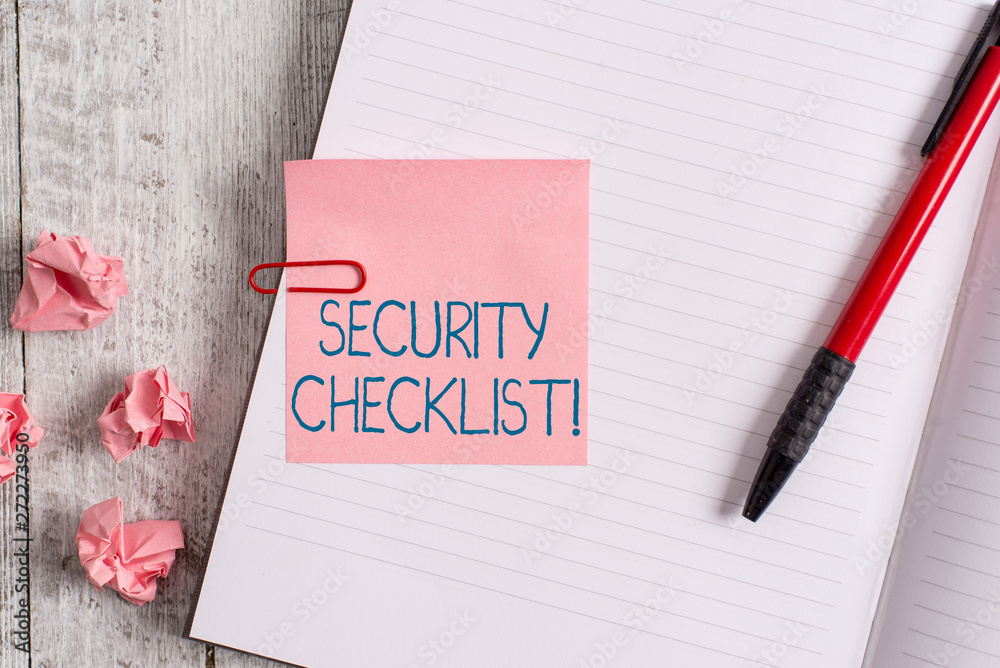 Word writing text Security Checklist. Business photo showcasing ...