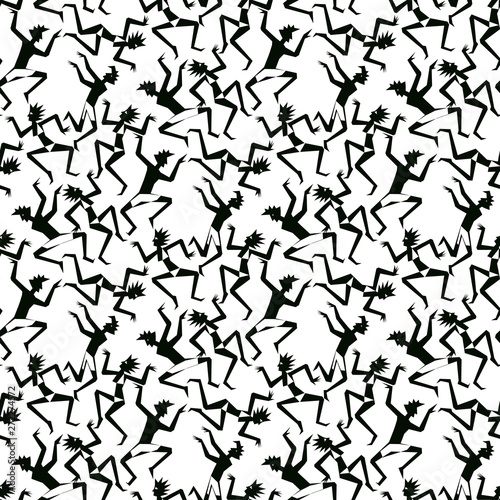 Geometric style dancing people on the beach