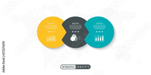 Vector infographics template for chart, diagram, web design, presentation, workflow layout. Business concept with 3 options, parts, steps or processes