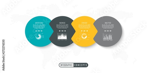 Vector infographics template for chart, diagram, web design, presentation, workflow layout. Business concept with 4 options, parts, steps or processes