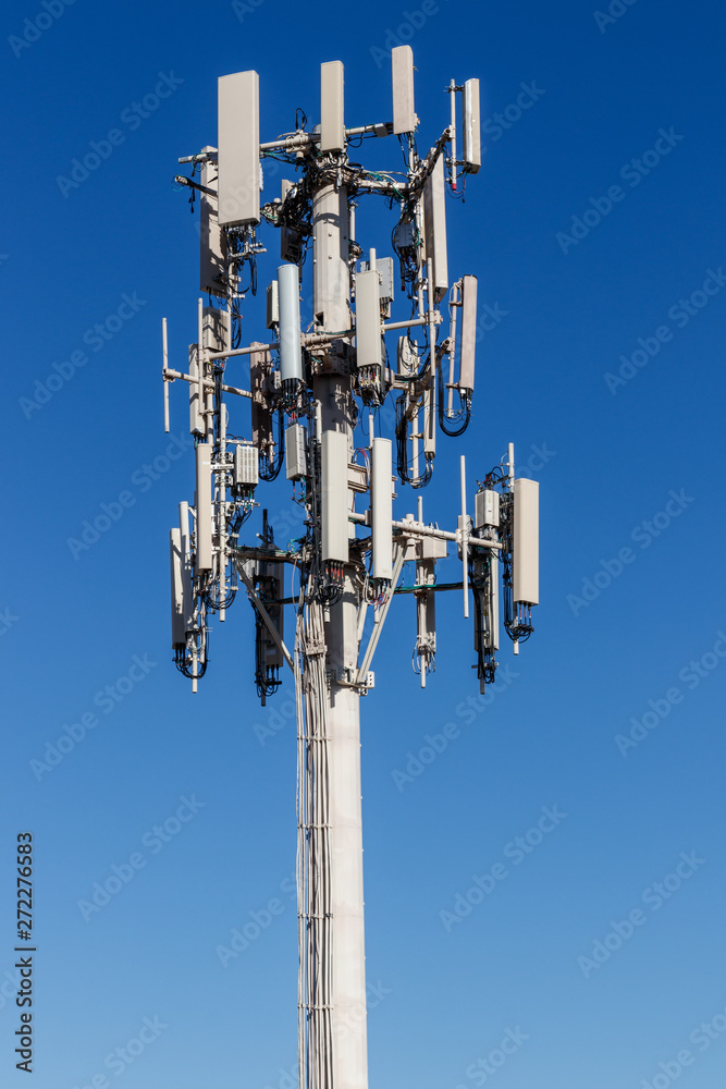 Telecommunications and Wireless Cell Equipment Tower with Directional Mobile Phone Antenna I Telecommunications and Wireless Cell Equipment Tower with Directional Mobile Phone Antenna I