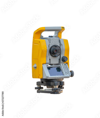Theodolite in construction on a white background