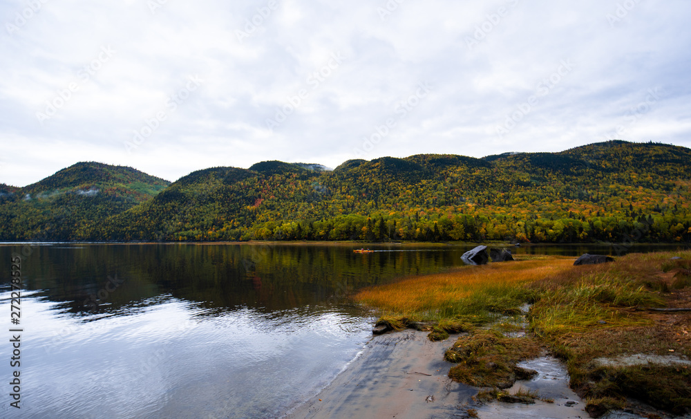 Panoramic view of the Sagenay Fjord in Quebec, Canada.