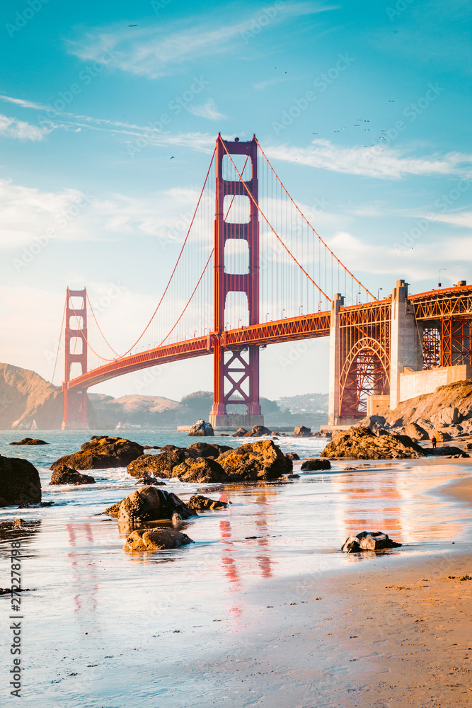Golden Gate Bridge at sunset, San Francisco, California, USA Foto, Poster,  Wandbilder bei EuroPosters