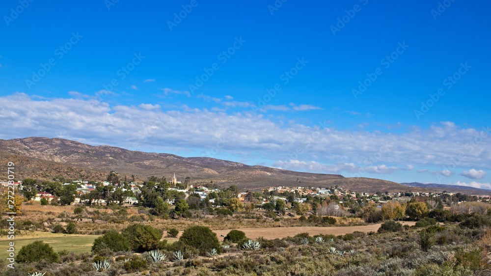 A landscape image of the town of Uniondale, Western Cape, South Africa. 