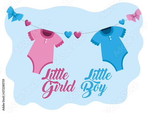 little girl and boy pijamas with hearts and ribbon bows