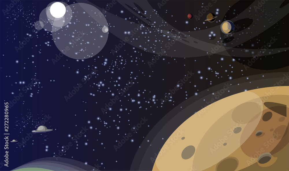 Endless space, cosmos flat vector illustration