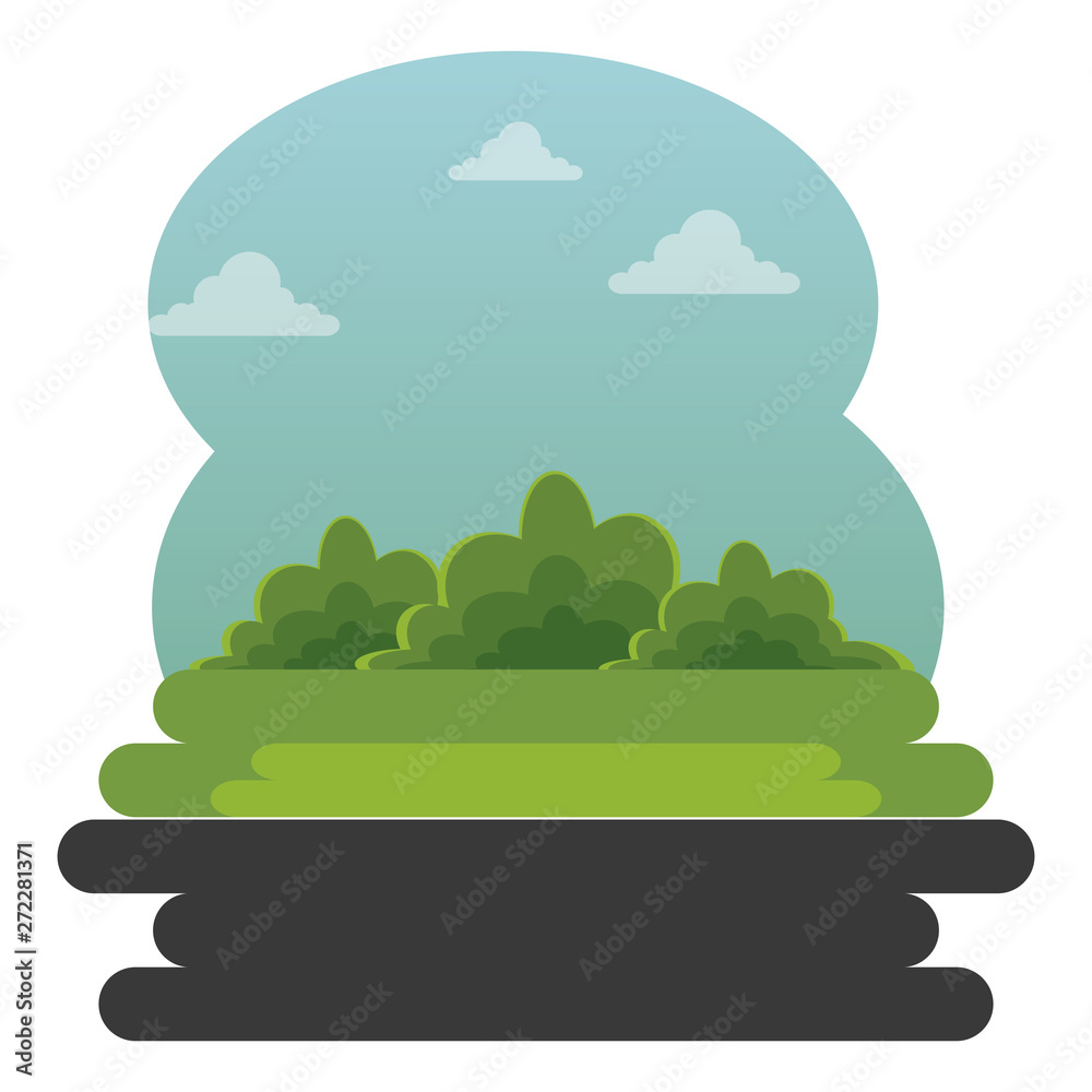 Fototapeta premium park with nature bushes plants and clouds