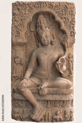 Archaeological sculpture of Avalokitesvara  made of Khondalite rock. Circa tenth century of the Common Era  Kendrapara  Odisha  India