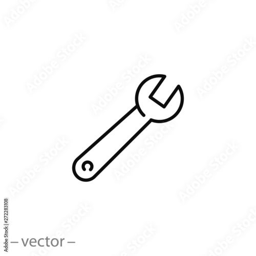 service icon, wrench, line symbol on white background - editable stroke vector illustration eps10