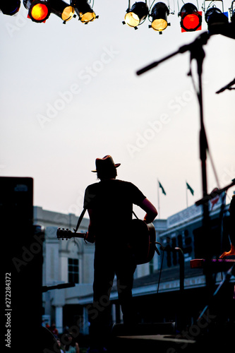 silhouette of a man on city background