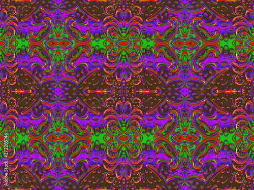 Background of a colorful ornament in the Asian style in brown  turquoise and purple colors