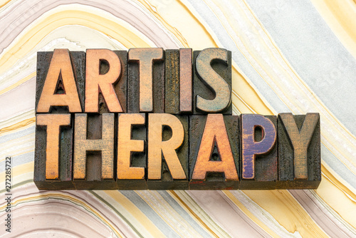 Leinwand Poster art is therapy word abstract in wood type