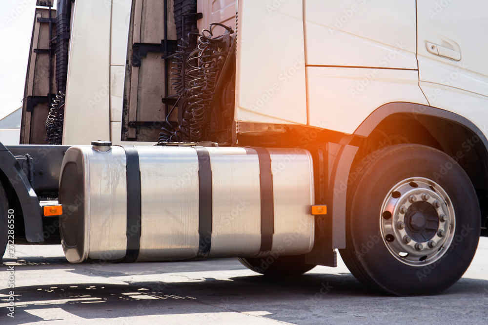Fuel tank of semi truck trailer. Fuel tank of semi truck trailer.