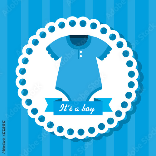 label of little boy pijama with ribbon