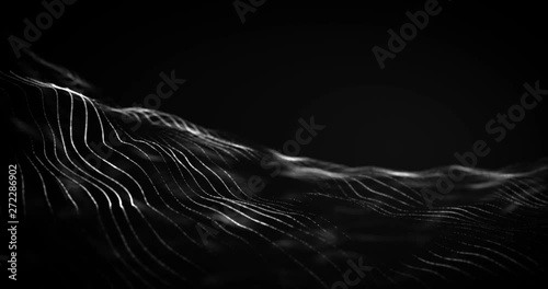 White Particle Surface as Strings 3D Rendered Wallpaper Animation Video.