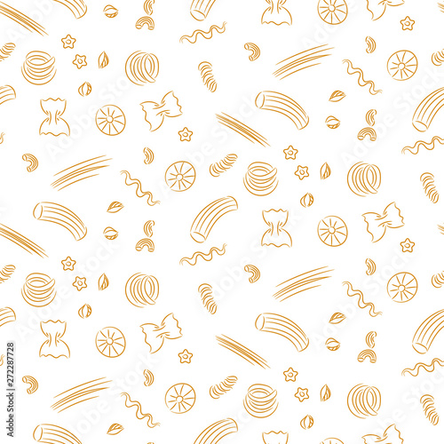 Pasta outlined sketched seamless pattern background.