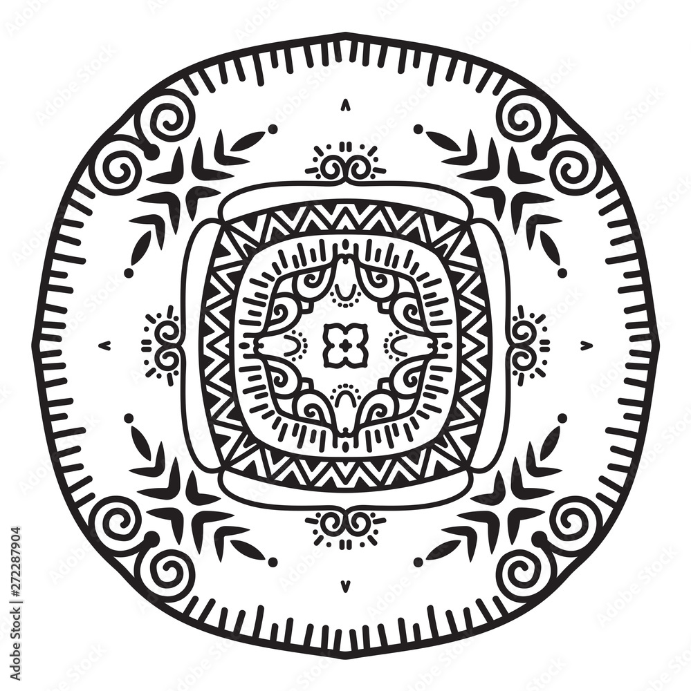 Abstract mandala Inca Maya civilizations graphic design decorative elements isolated on white color background for ancient geometric concepts