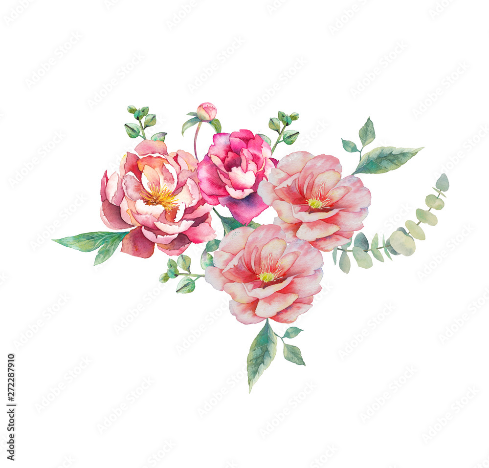 water color rose seamless. isolated on background. 