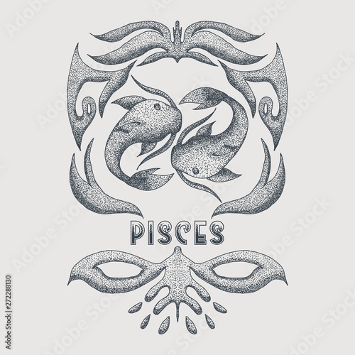 pisces vintage decoration vector illustration