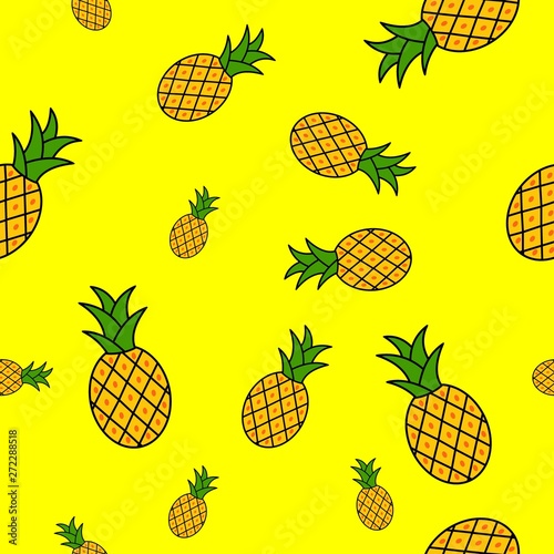 Tropical ananas pineapple fruit seamless pattern