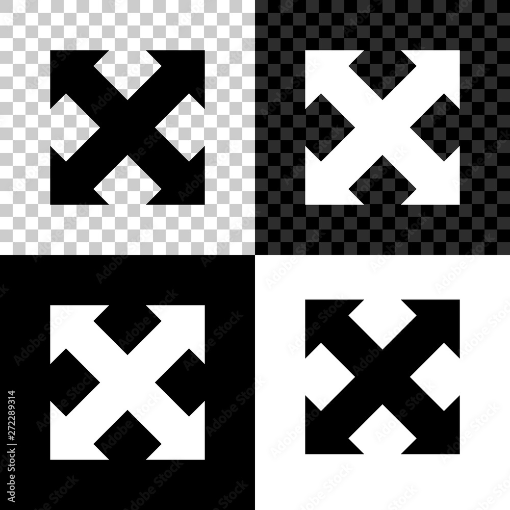 Fototapeta premium Arrows in four directions icon isolated on black, white and transparent background. Vector Illustration