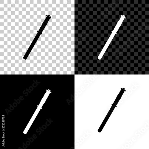 Police rubber baton icon isolated on black, white and transparent background. Rubber truncheon. Police Bat. Police equipment. Vector Illustration