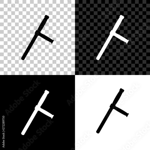 Police rubber baton icon isolated on black, white and transparent background. Rubber truncheon. Police Bat. Police equipment. Vector Illustration