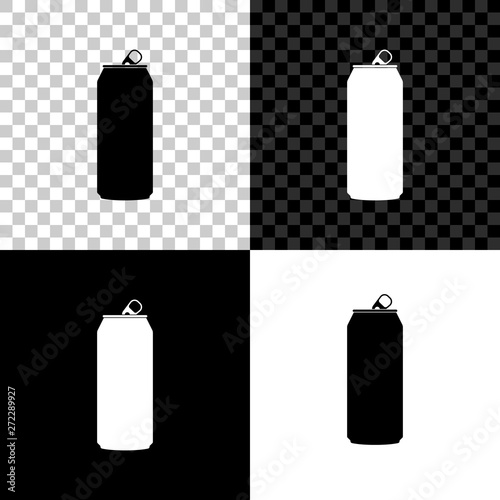 Aluminum can icon isolated on black, white and transparent background. Vector Illustration