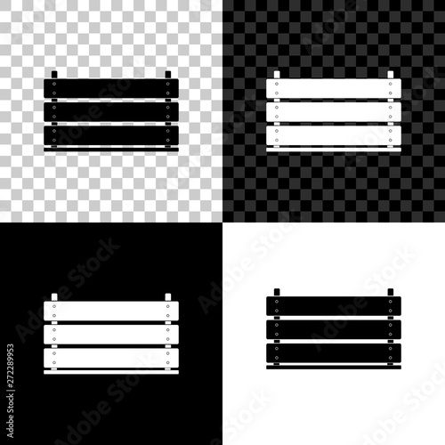 Wooden box icon isolated on black, white and transparent background. Grocery basket, storehouse crate. Empty wooden container for vegetables, products. Vector Illustration