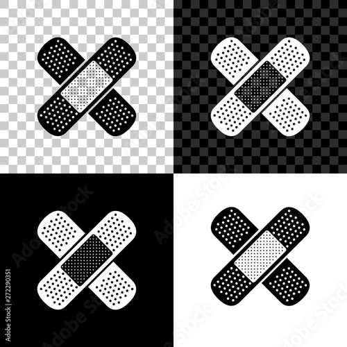 Set Bandage plaster icon isolated on black, white and transparent background Fototapete