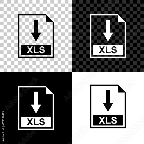 XLS file document icon. Download XLS button icon isolated on black, white and transparent background. Vector Illustration