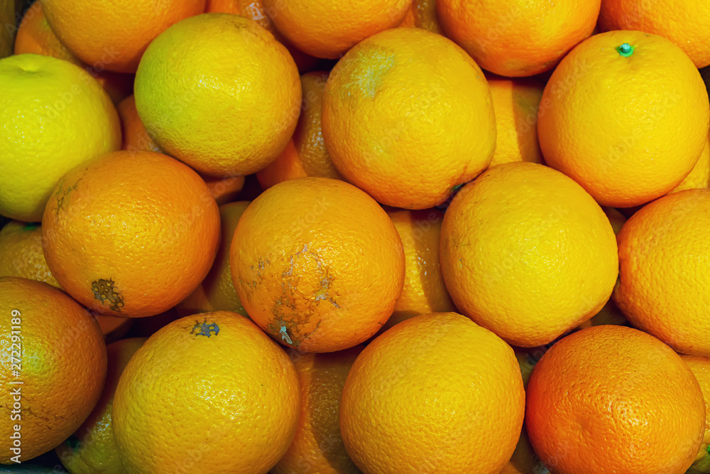 ripe oranges in the shop on the counter ripe oranges in the shop on the counter